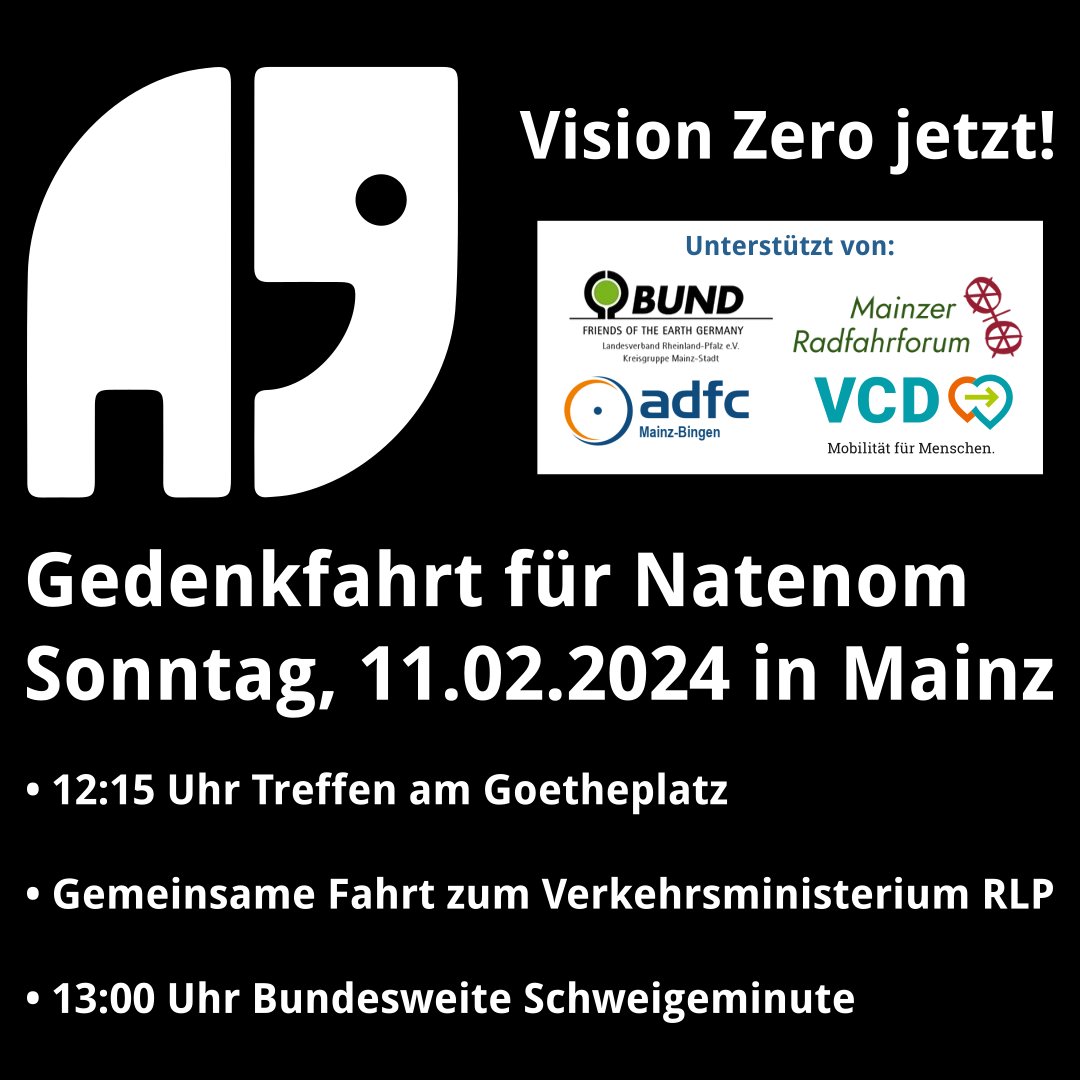 BUNDmainz's tweet photo. Wir trauen um Andreas Mandalka aka @natenom. Der Fahrradaktivist wurde am 30.1. auf seinem Fahrrad im Straßenverkehr getötet. Am Sonntag, 11.2., gibt es überall Gedenk-Demos und um 13 h eine Schweigeminute.
#Mainz: 12.15 h #Goetheplatz. #natenom #StopKillingCyclists #visionzero https://t.co/DjfztXyr2U