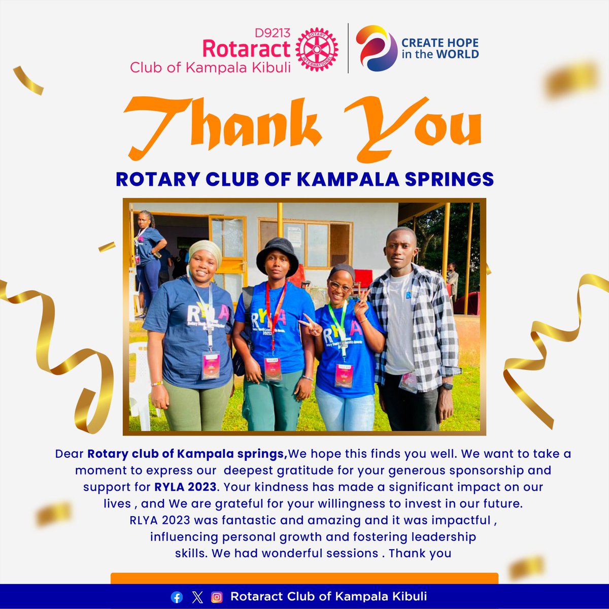 Happening now @KlaSpringers Our HCP @ZenabMarjan presenting her RYLA experiences to the club members of Kampala Springs having been her sponsors to wonderful RYLA sessions in December 2023.@Rotaract_TV @RotaryMedia256 .