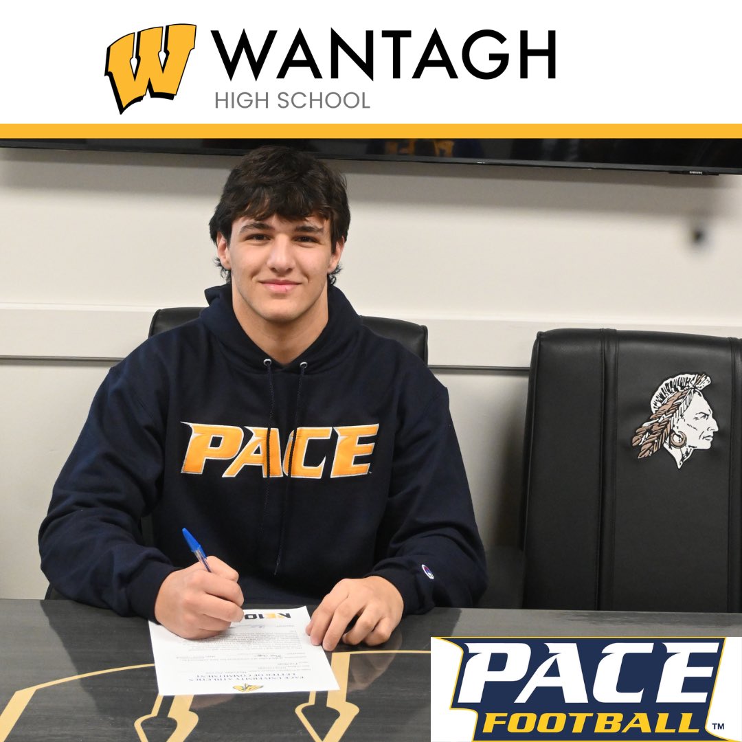 Congratulations Niko on signing your National Letter of Intent to play football at Pace University. 🏈#hardworkpaysoff #wearewantagh @WantaghSchools