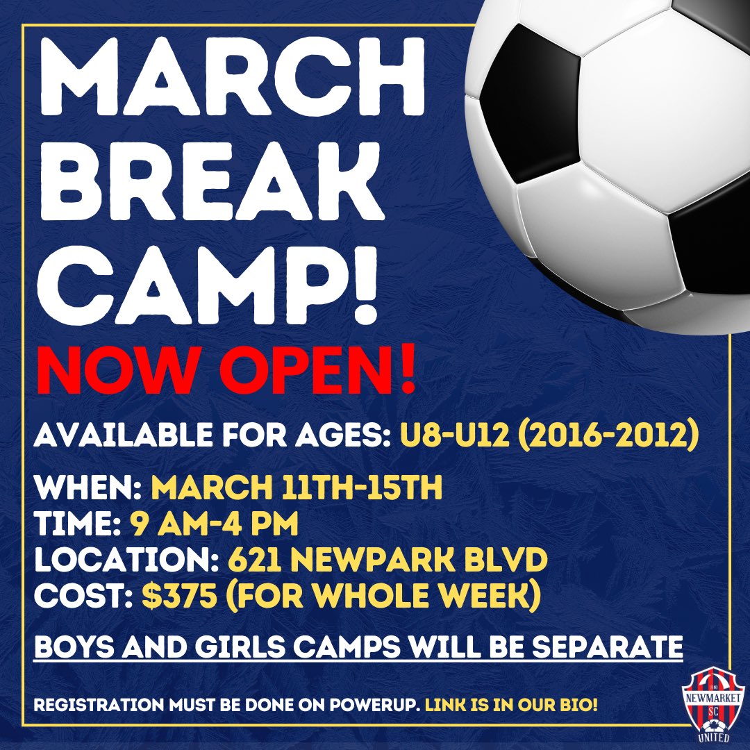 What’s the best way to stay active during the break? SOCCER OF COURSE👏😎 Our March break camp is up and open for registrations⚽️ Make sure to read the program description and requirements before signing up! Link is in our bio🔗🔗