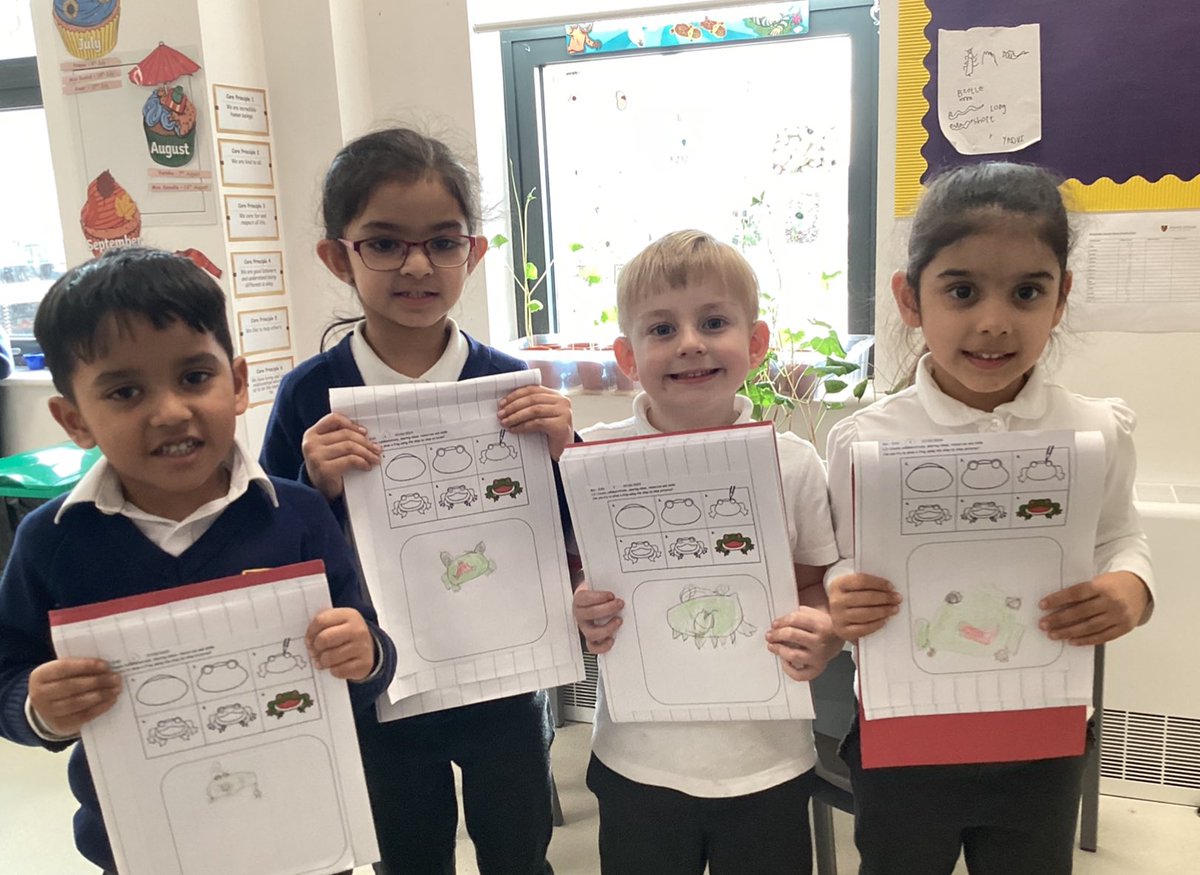 AFSPrimary's tweet photo. Reception have been learning about the the life-cycle of a frog in Understanding the World. In Expressive Arts and Design, we have been drawing frogs using a step-by-step guide! Look how incredible our illustrations are! 🐸 #afsprimary #educationalexcellencen https://t.co/t6t3DZXIxa