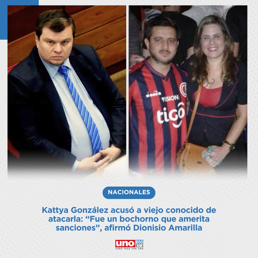 treintamastv's tweet photo. Kattya González acusó a "viejo conocido" de atacarla

📍El senador Dionisio Amarilla, mencionó a la 650 AM que se trató de un show bochornoso que amerita sanciones contra la legisladora.

🗣️"Las evidencias de la amistad entre el médico (Huber Pérez) y Kattya demuestran de que aparentemente lo único que buscan es entorpecer la labor legislativa", manfiestó Amarilla.

🔴EN VIVO: https://t.co/B1dRsH6GxU
📲WhatsApp: (0976) 650-650.

#NoticiasUNO | #650AM 📻