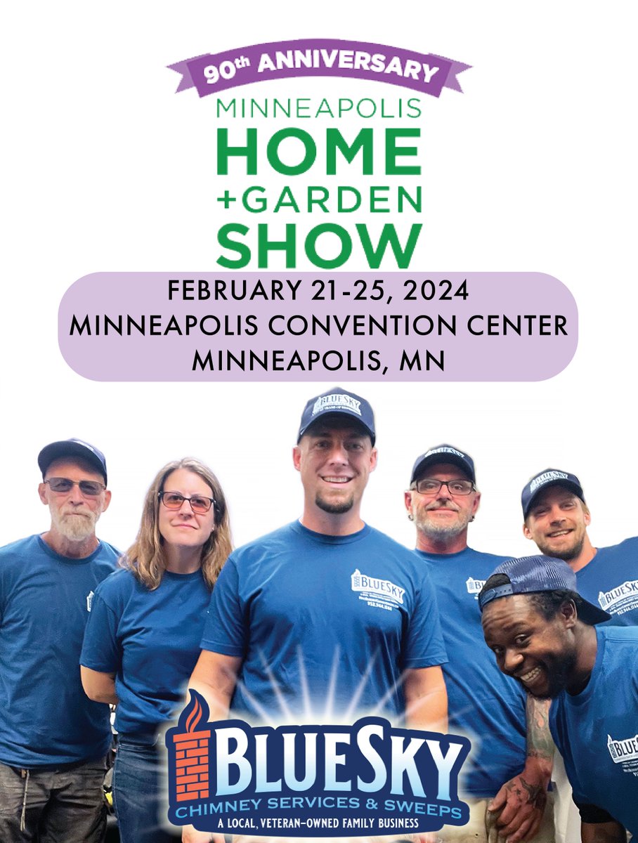We're going! Are you? 

The biggest show in the Twin Cities is being held at the Minneapolis Convention Center in downtown Minneapolis. 

For more information: homeandgardenshow.com/information 

#MinneapolisHomeandGardenShow #ChimneySweep #Chimneycleaning #Chimney #SKOL