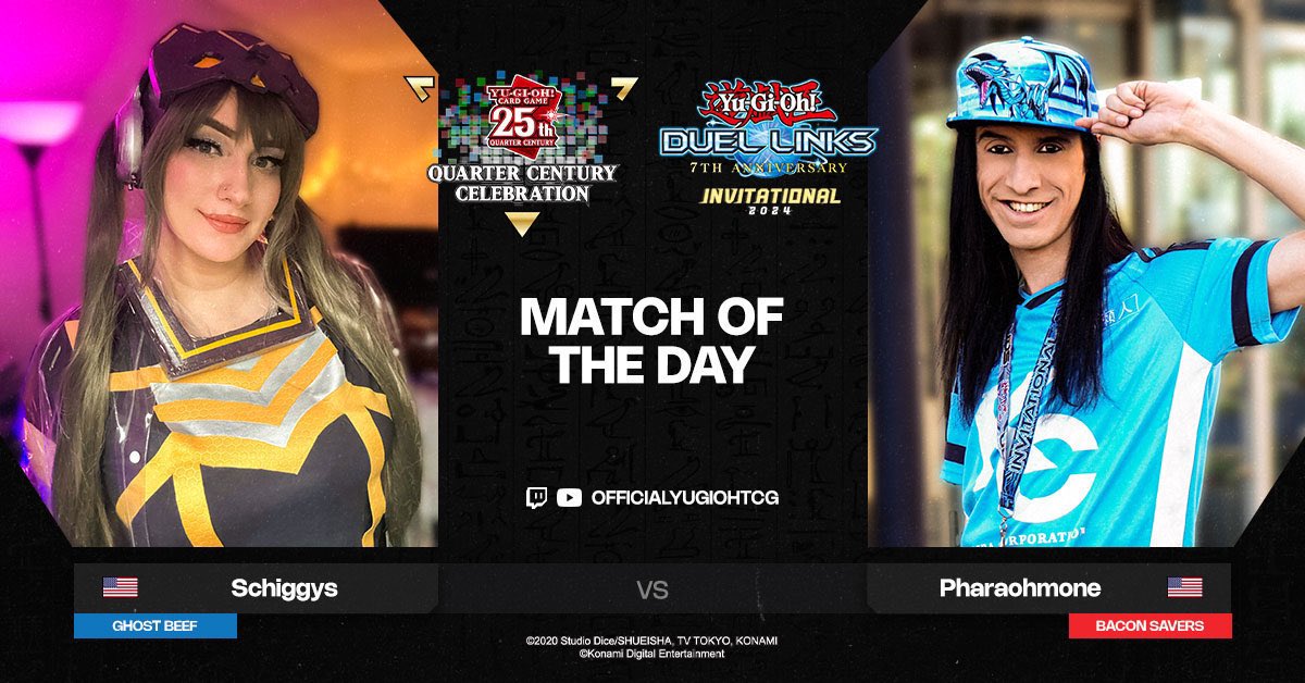 YGO_DL_Official's tweet photo. ⁣Get hyped for the third matchup! 💥⁣
⁣
Don't miss @crystlabndce vs. @Pharaohmone in the #YuGiOhDUELLINKS 7th Anniversary Invitational!

Catch the dramatic matchup on Friday, February 16! #YuGiOhQCC⁣ https://t.co/HlqobusbsK