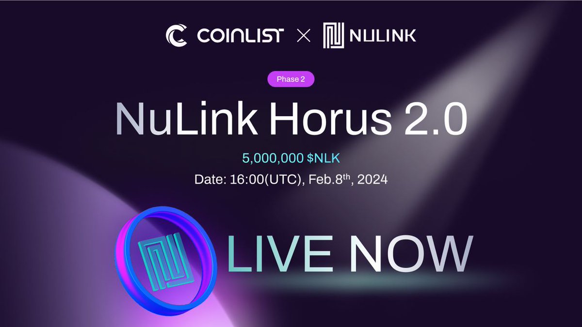 🔥We are thrilled to announce that #NuLink partners with CoinList – to bring NuLink Horus 2.0 Testnet to @Coinlist users. 🎁Participate and earn $NLK for Staking Node Testing and Other Testnet competitions rewards (5,000,000$NLK) 👉Join now: coinlist.co/nulink-testnet