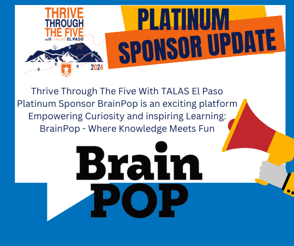 Excited to announce one of our Platinum sponsors for the TALAS El Paso Conference. The conference will be held on May 18th. For more information, please visit talaseptx.com BrainPop Academy @brainpop