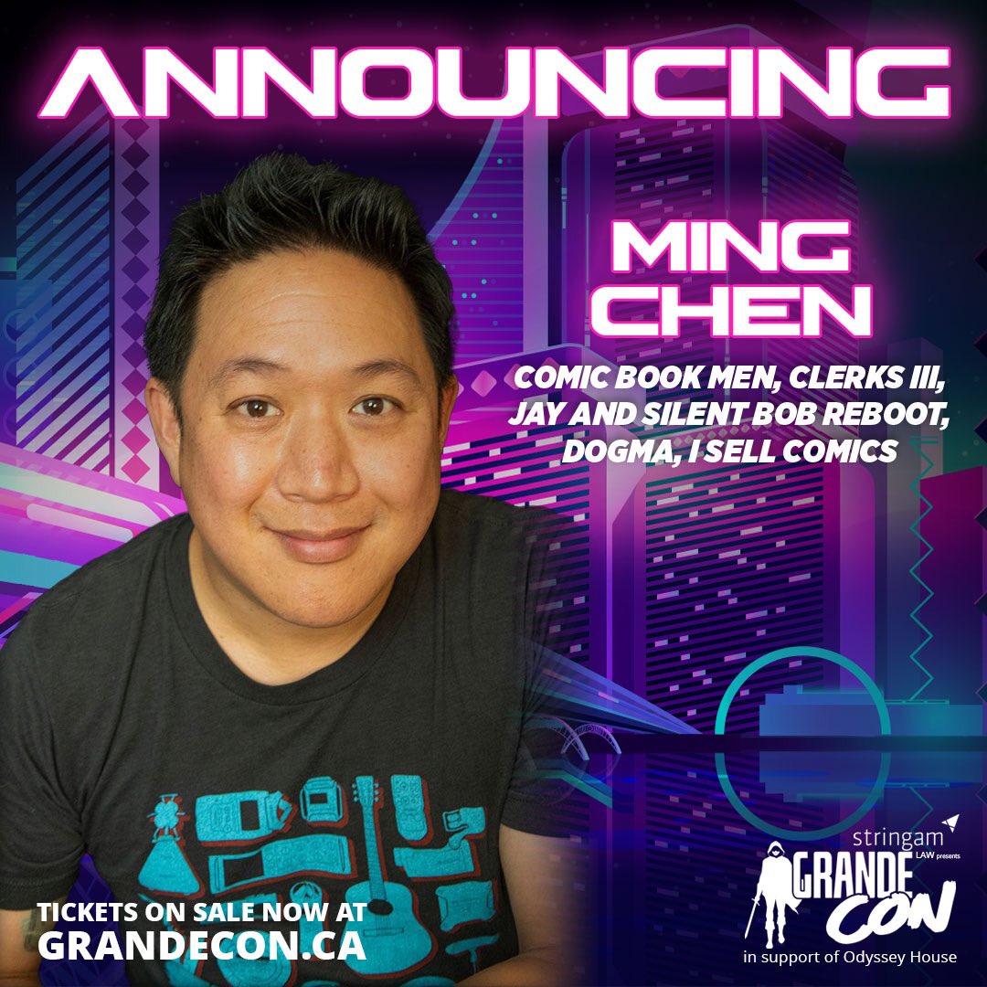 #GrandeCon GrandeCon is excited to bring back our friend, @mingchen37
You know & love him from #ComicBookMen #ISellComics #ClerksIII #Dogma & more! 

Tickets are on sale now at grandecon.ca/tickets 

 #GrandePrairie #OdysseyHouseGP #InSupportOfOdysseyHouse