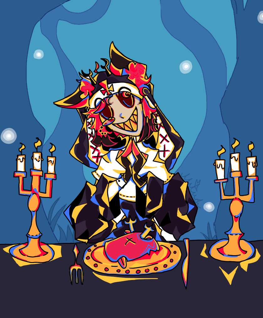 MsPudding_'s tweet photo. Do not disturb him, he’s in the middle of ✨breakfast✨

#HazbinHotel #HazbinHotelAlastor #HazbinHotelFanart https://t.co/VCkuSSWlY4