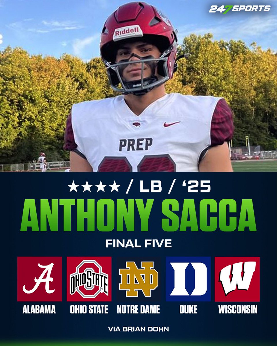 Top247 LB Anthony Sacca has a top five and is lining up spring visits (VIP) 247sports.com/Article/anthon…