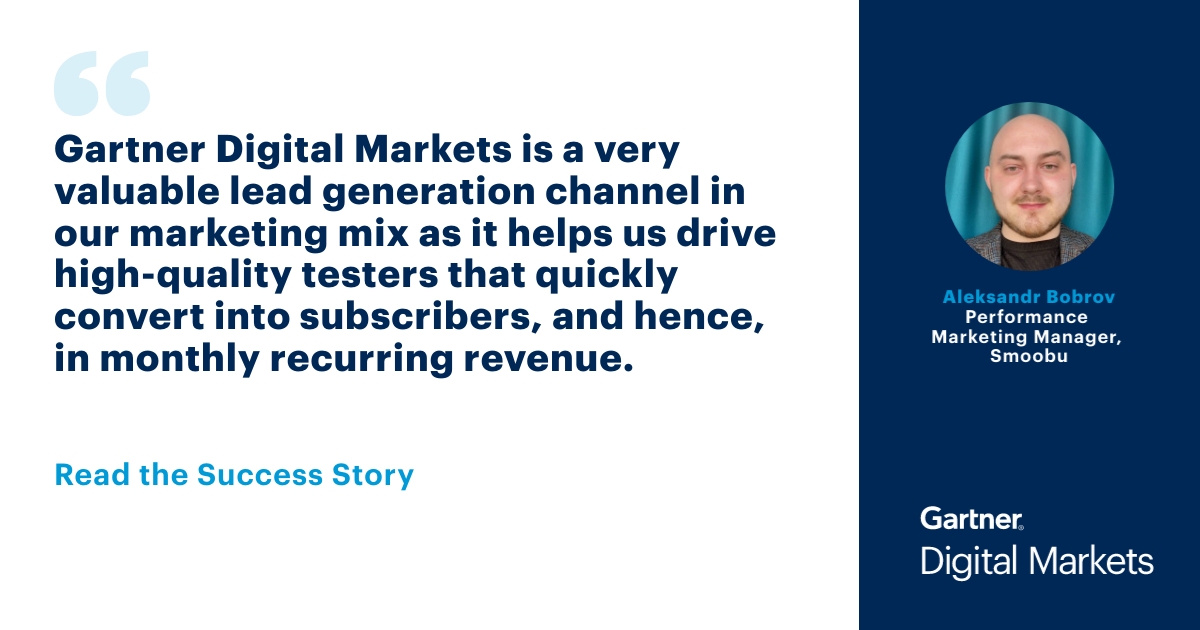 Gartner_DM's tweet photo. Smoobu gains 69 new subscribers from Gartner Digital Markets lead generation 🚀 

Read the full success story here: https://t.co/TX4xiQPakS

#B2B #SaaS #LeadGen https://t.co/GgCBV8tkFf