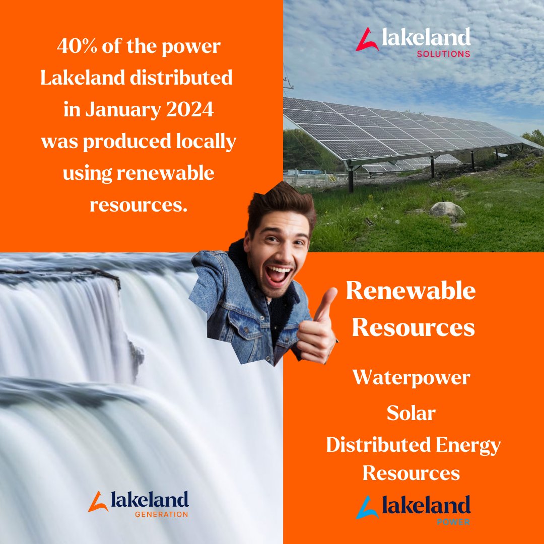 Wow! #DYK 40% of the power Lakeland distributed in January was produced #locally, using #renewable resources. 
#waterpower #solar #DistributedEnergyResources #DER #Magnetawan #Sundridge #Parrysound #BurksFalls #Huntsville #Bracebridge