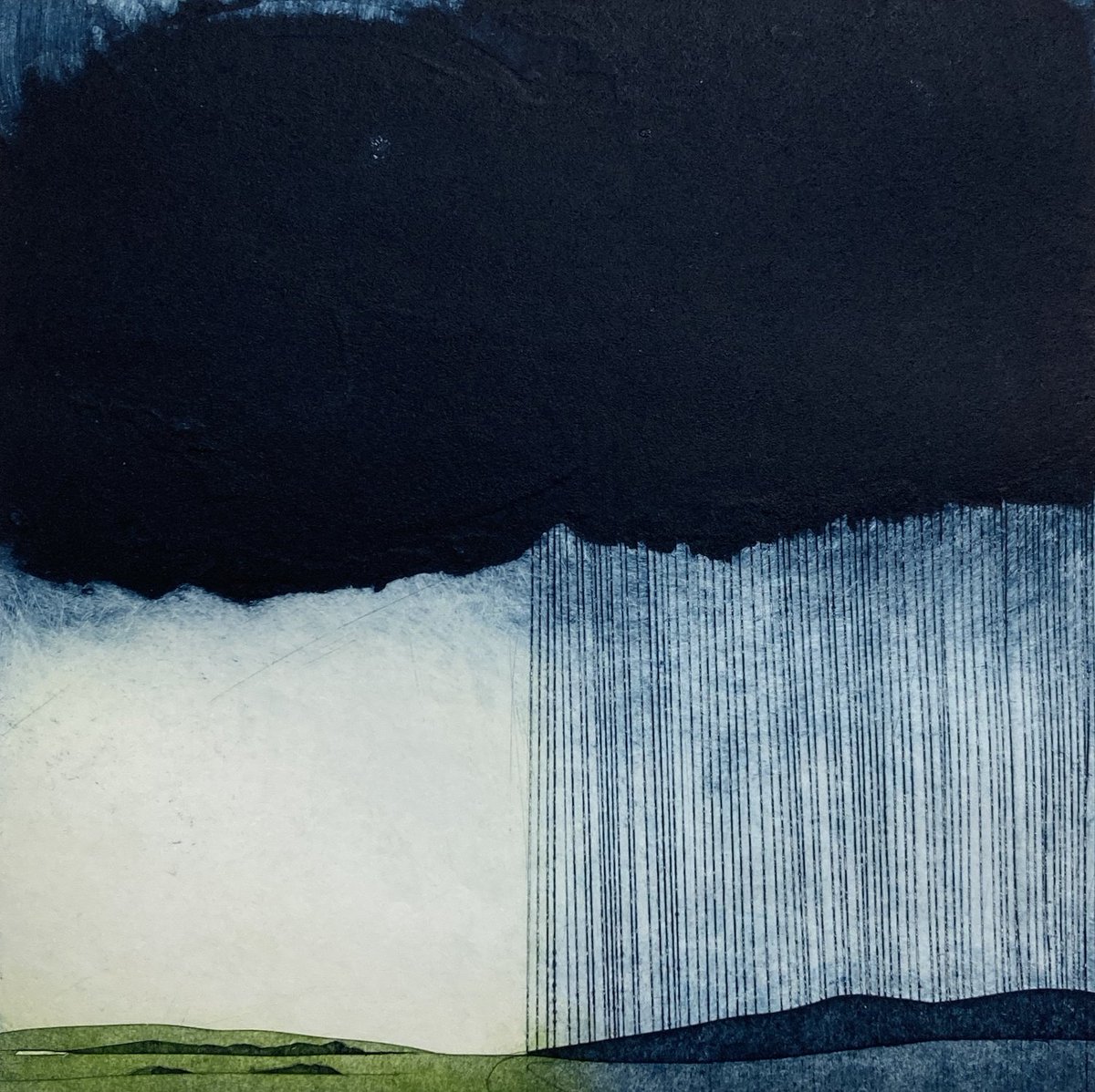 'Is it raining where you are? ' by contemporary UK printmaker Sarah Morgan #WomensArt