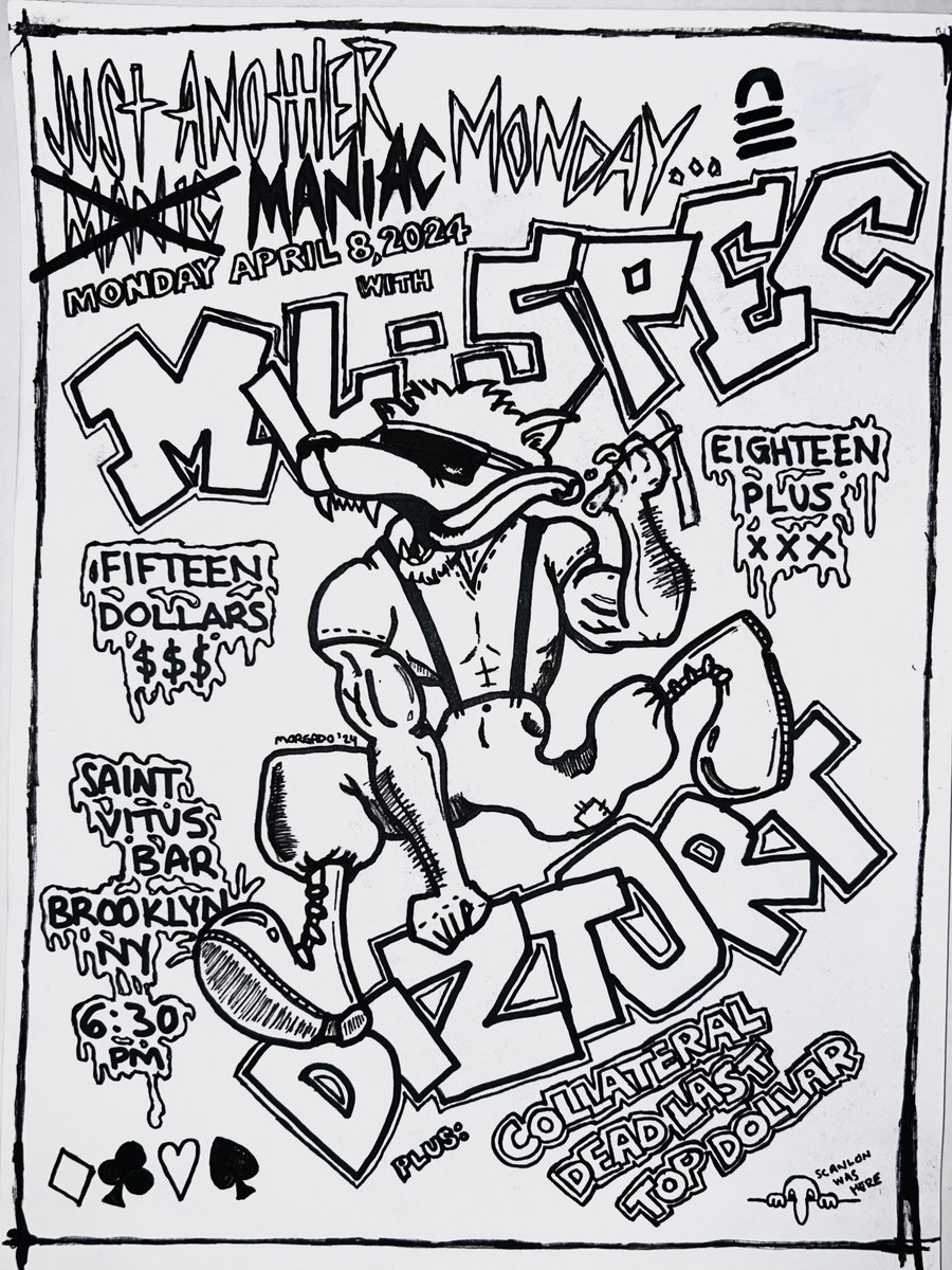 lihcshows's tweet photo. Just announced for Brooklyn! Mil-Spec, Diztort, Collateral, Dead Last and Top Dollar at Vitus. Tickets on sale at https://t.co/jN3y92rFIx - flyer by Morgadooo https://t.co/UK2PklBkbg