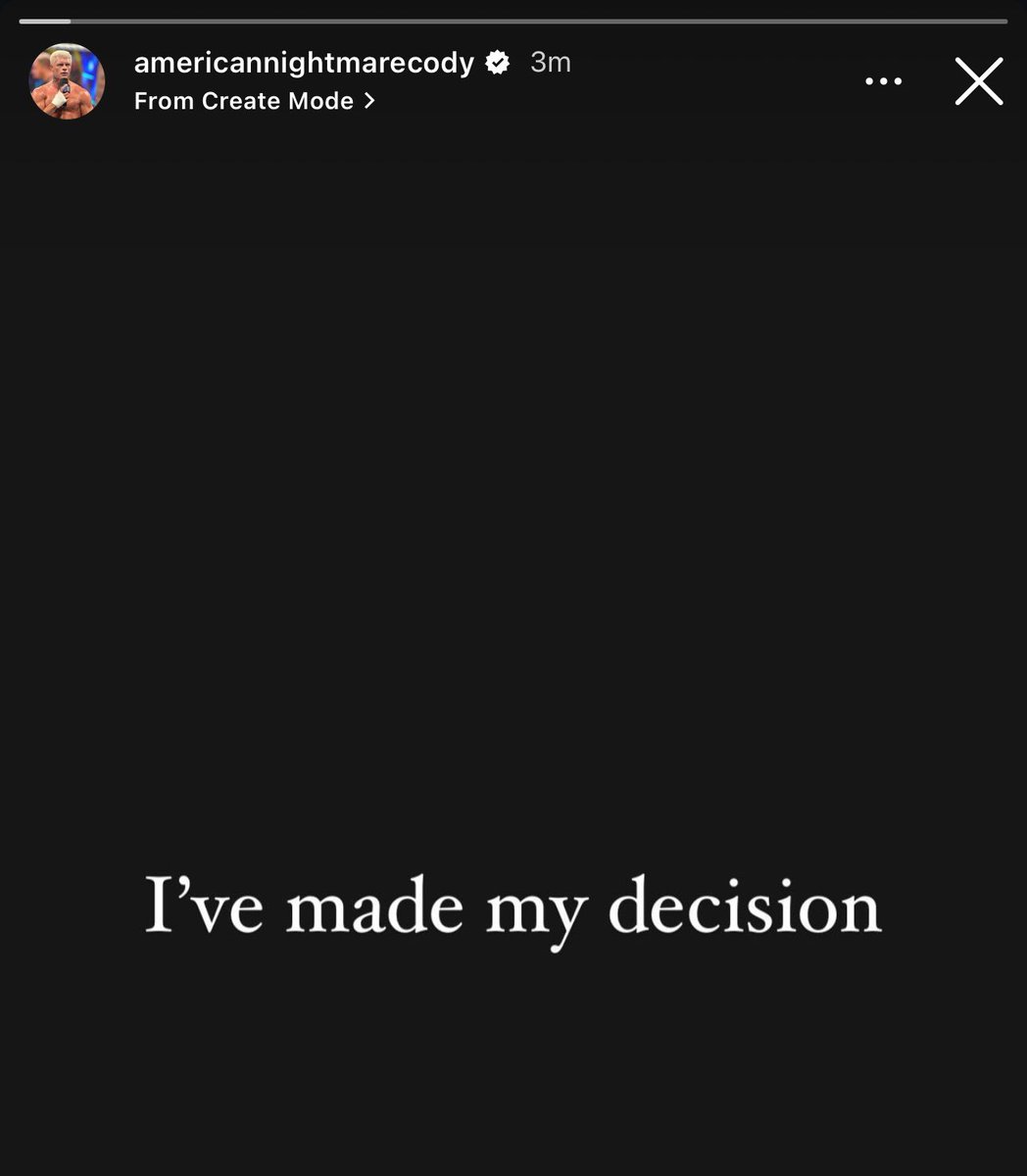 WrestleOps's tweet photo. 🚨 Cody Rhodes has posted on IG that he has made a decision. https://t.co/l9JJxkK0Fm