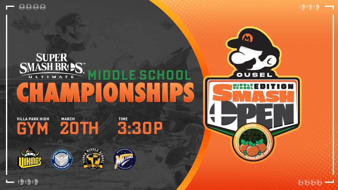 🎮 Attention OUSD Community! Get ready to witness the ultimate showdown at the OUSEL Smash Open! We're thrilled to announce that each of our four middle schools will be sending their top five SSBU players to compete for the title of the ultimate champion. 🎮 See flyer for details
