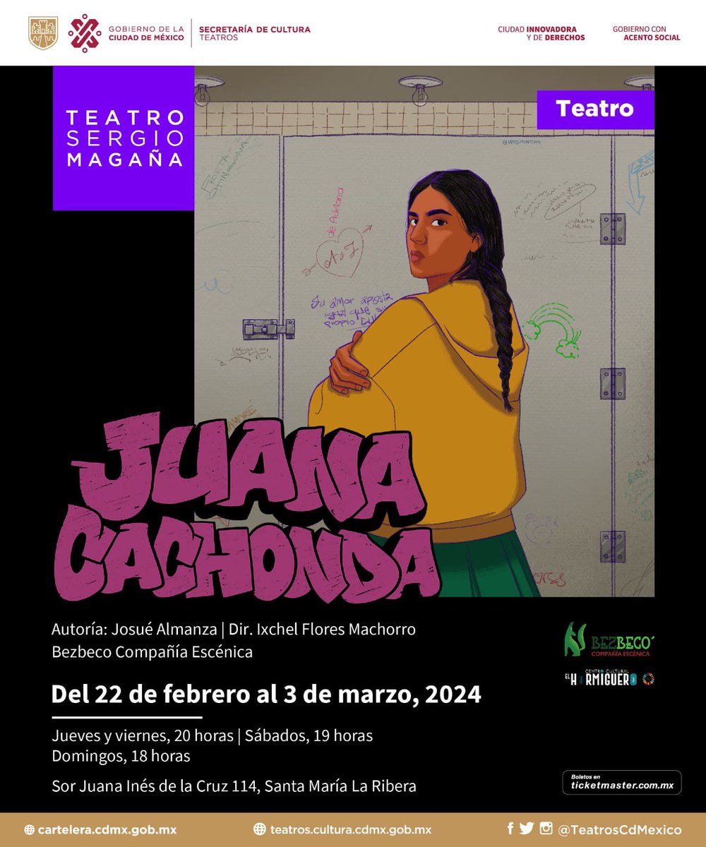 🎭 Juana, una chica que encuentra en el rap su voz para denunciar a los agresores.
Del 22 de febrero al 3 de marzo en el #TeatroSergioMagaña.
#JuanaCachonda 🎟 bit.ly/3GRLhC3
@vaniasisai / @TeatrosCdMexico 🇲🇽