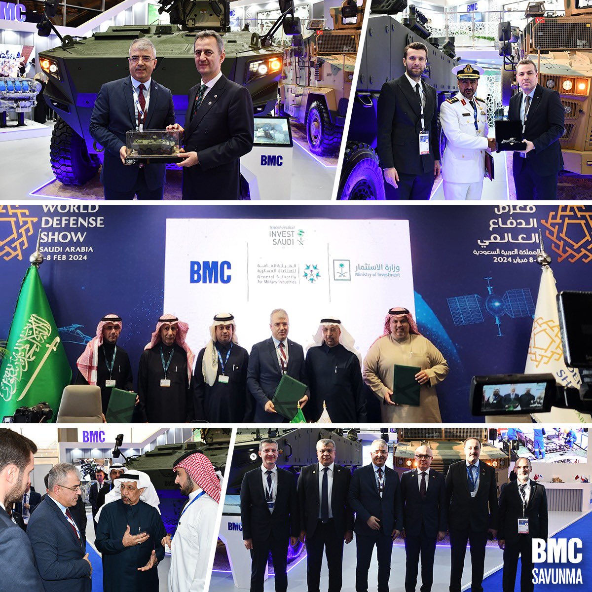 💪 Türkiye's land vehicles powerhouse @bmcsavunma was another successful company who completed the #WDS2024 with multiple signed agreements including with GAMI, BARZAN & Saudi Investment Ministry.  Details to follow. #BMCSavunma #WorldDefenseShow #BMC 🇹🇷🇸🇦