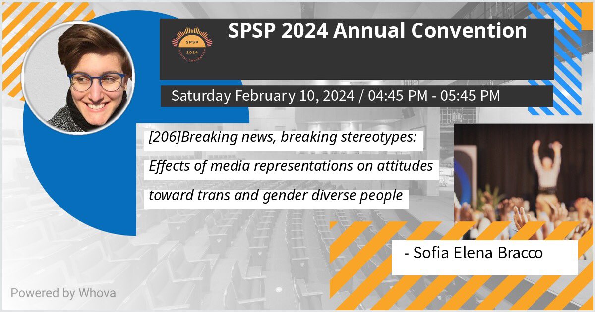 Sofia E. Bracco (@sebracco) on Twitter photo If you’re at #SPSP2024 come take a look at my poster on media representations of trans and gender diverse people and attitudes toward them 🏳️⚧️ <a href="/SPSPnews/">Society for Personality and Social Psychology</a> If you’re at #SPSP2024 come take a look at my poster on media representations of trans and gender diverse people and attitudes toward them 🏳️⚧️ <a href="/SPSPnews/">Society for Personality and Social Psychology</a>