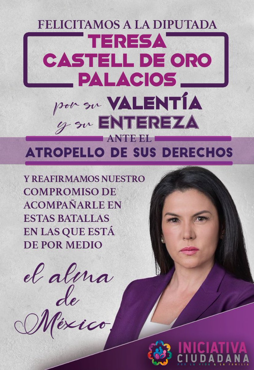 in_ciudadana's tweet photo. Hoy reconocemos a una mujer valiente y de convicciones firmes que pese al abuso del que ha sido objeto, no se amedrenta ni de arredra. @teresacastellmx es un ejemplo de lo que siginifica ser Mujer y defenderlo.
#SerMujerImporta 
#PorElAlmaDeMéxico https://t.co/45FZVoSvmN