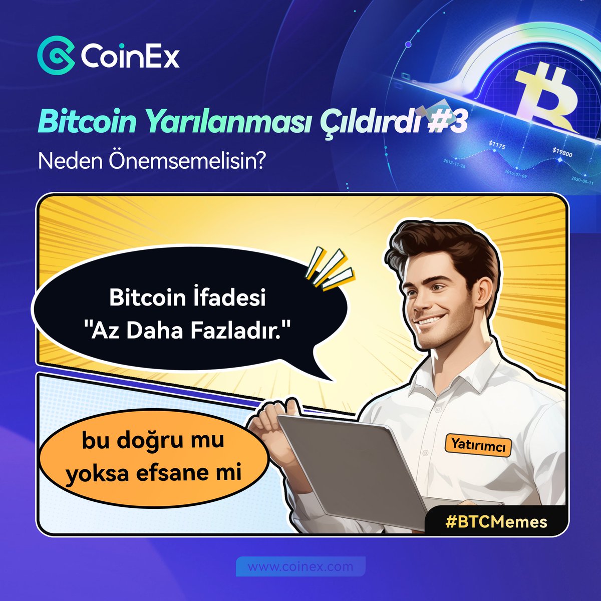 🪙#BTCHalving ile ilgili ne düşünüyorsun ?
🤔 Düşünceni yaz ve 2000 $CET paylaşan 10 kişiden biri sen ol 🎉

✅ Takip ve 🔁 Repost
✍️ #HereIsWhyCoinEx etiketleyerek yorum bırak
🧑‍🤝‍🧑 Arkadaşını etiketle

🕒 8–14 Şubat, 2024
#CoinExBTC_Halving #LessIsMore #BitcoinHalving #CoinEx