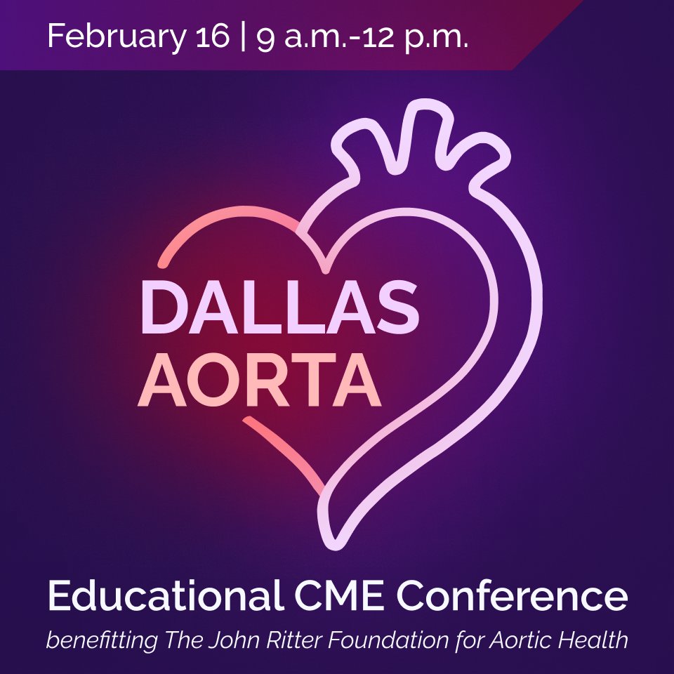 Baylor Scott & White The Heart Hospital Plano, Texas is hosting an Educational CME Conference on February 16 with JRF to increase awareness of aortic dissection and other acute aortavascular syndromes. Register here facetcast.org/aorta #AortaEd #AorticDissectionAwareness