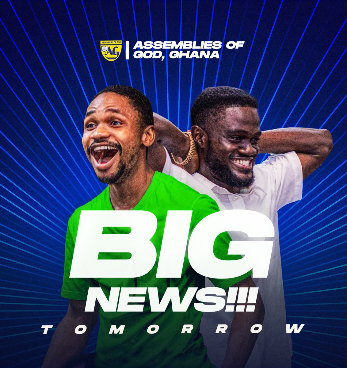 agcm_uglegon's tweet photo. The church is marching on!!!
Just a day more for the big news.
Join us on this journey as we embark on a mission to #SendTheLight to the ends of the world.
#BigNews #ShiftGrowTransform #SendTheLight #AssembliesOfGodGhana https://t.co/ysGvQPPAhR