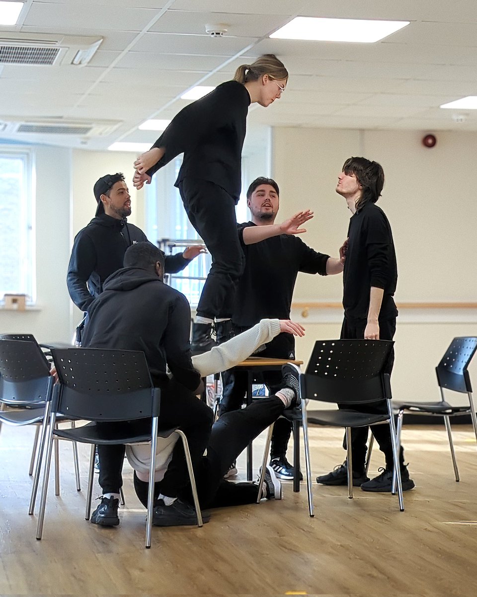 Absolute pleasure to work with the BA Actors at Leicester College. My take on doing 'table work' 😅. #drama #university #practitioner #workshop