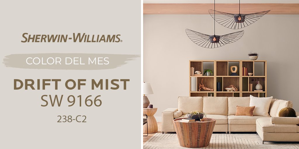 SherwinCA's tweet photo. Nuestro hermoso color del mes de febrero Drift Of Mist hará que tus espacios se llenen de paz, tranquilidad y relajación.

Mira este color y muchos más de nuestro ColorMix 2024 en 👉 https://t.co/N98y7kKwd8

#DriftOfMist #SherwinWilliams #Febrero #ColorDelMes #COTM #Color #SW9166 https://t.co/FD5HvrWbXR