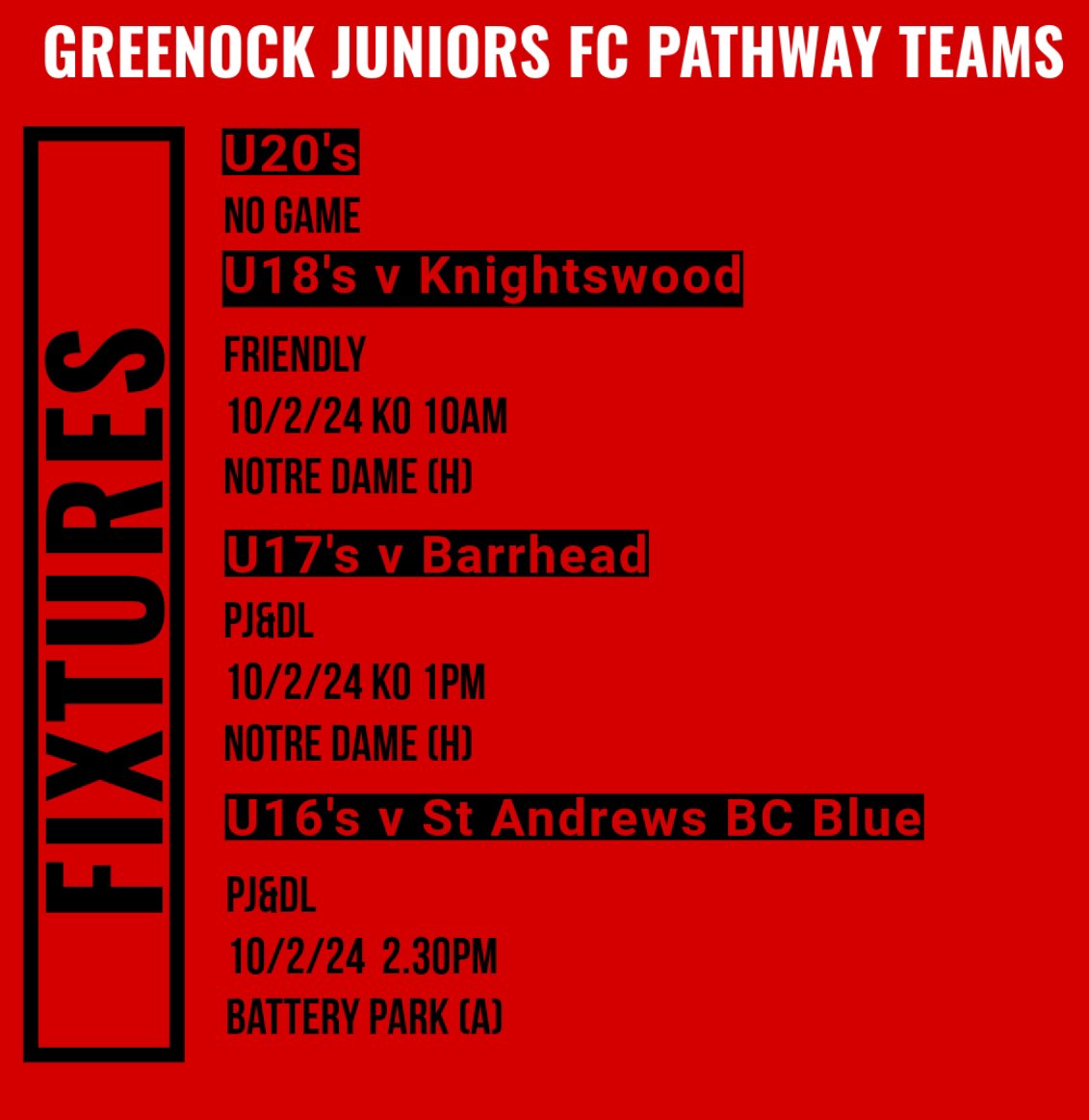 GREENOCKJFC's tweet photo. Weekend off for 20's.
18's have their first game in a few weeks. @GJFC_U20s @GreenockJFC06s @GREENOCKJFCU17S 
#monthenock🔴⚫️ https://t.co/Ds8TfjI8qp