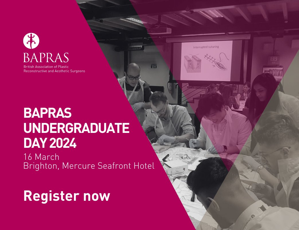 📢Medical students - you can still register for the upcoming BAPRAS Undergraduate Day! Join us on 16 March in Brighton, hear about different plastics specialisms, practice your surgical skills and get careers advice. Limited spaces available 👇 bapras.org.uk/professionals/…