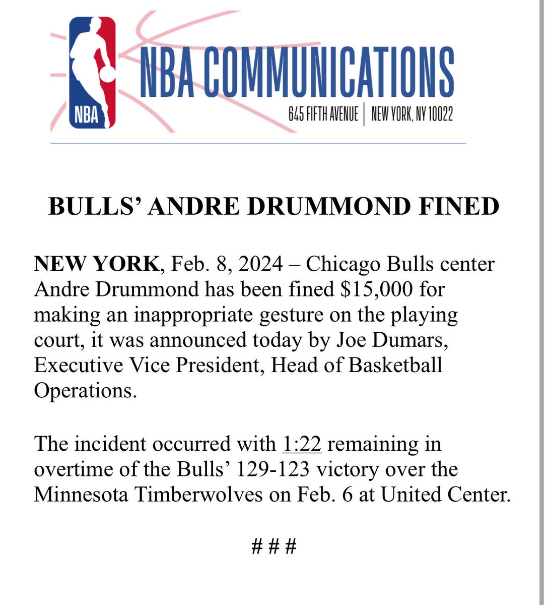 Drummond said postgame he knew this was coming.