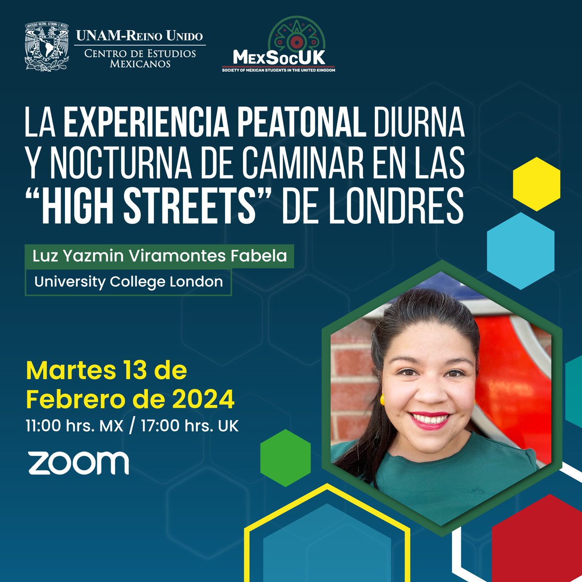 🟢🔵 ¿Cuál es la experiencia al caminar por las calles principales de Londres? Ven y descubre la relación entre el peatón y la ciudad diseñada a escala humana.
🔗eventbrite.com.mx/e/794759034667

-:-

¿Te gustaría formar parte del ciclo de seminarios 2024? unitedkingdom.unam.mx/es/convocatori…