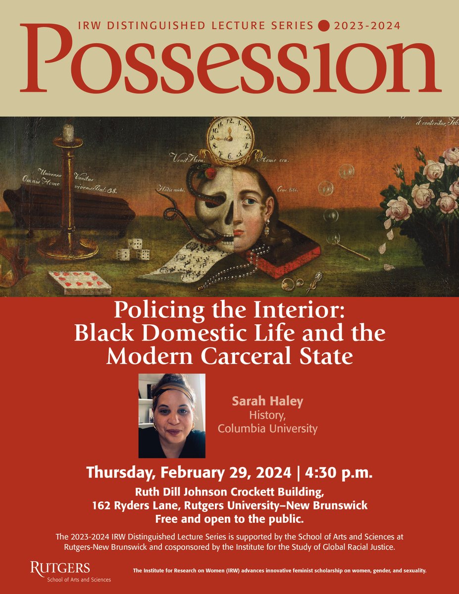 Please join IRW at 4:30 p.m. on Thursday, February 29th for the fourth event in our Distinguished Lecture Series!

Professor Sarah Haley will discuss “Policing the Interior: Black Domestic Life and the Modern Carceral State.” This event is free and open to the public.