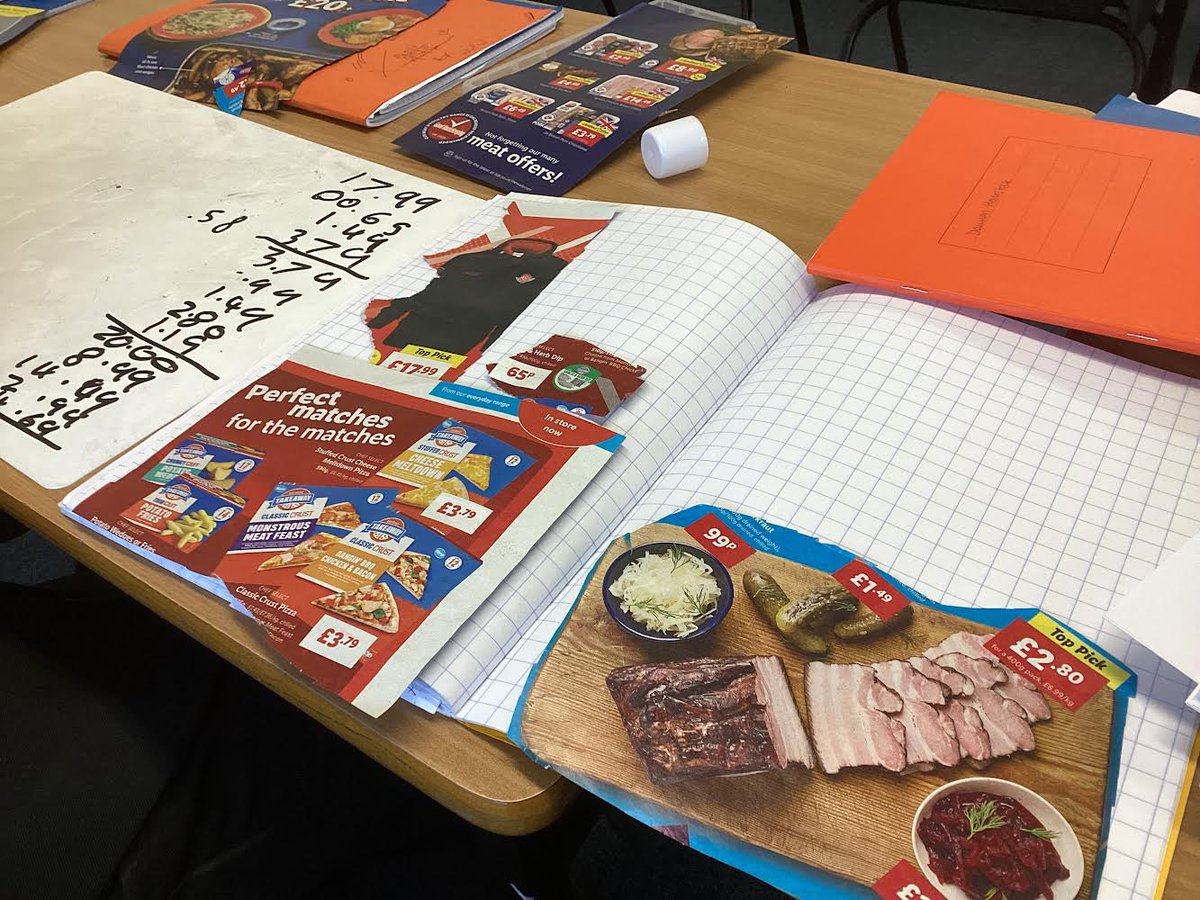 PingleMaths's tweet photo. Year 7 have been working hard on using the Maths they have learnt to do an Aldi shop. Mr Madhoubi has given them £100 each and they are using what they have learnt about decimals and arithmetic in class to spend the money.@deferrerstrust @PingleAcademy https://t.co/R2yUXb2uHi