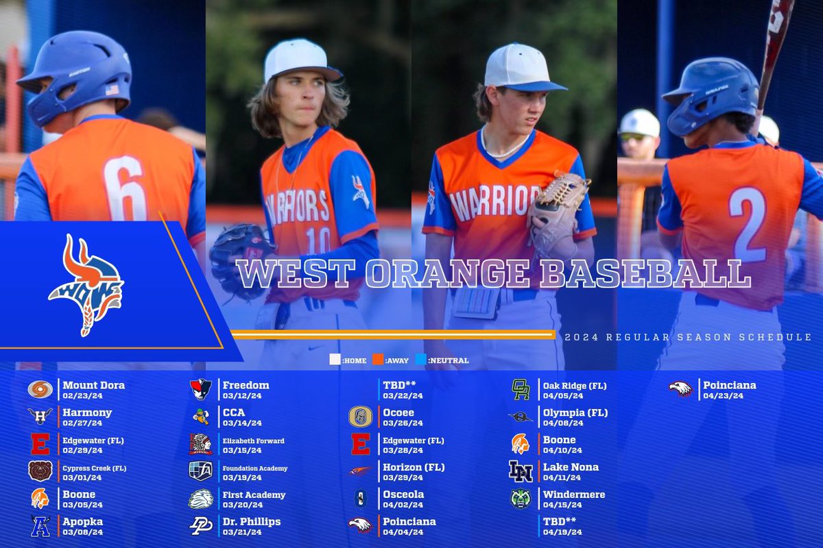 OrangeBaseball's tweet photo. 🗓️ Updated Schedule Announcement 🗓️
Our revised varsity schedule for the regular season is now live! Take note of the new dates as we gear up for an action-packed season. Stay tuned for thrilling matchups and memorable moments.
#WarriorPride #WOWBaseball #UpdatedSchedule https://t.co/q7dyvZa1vw