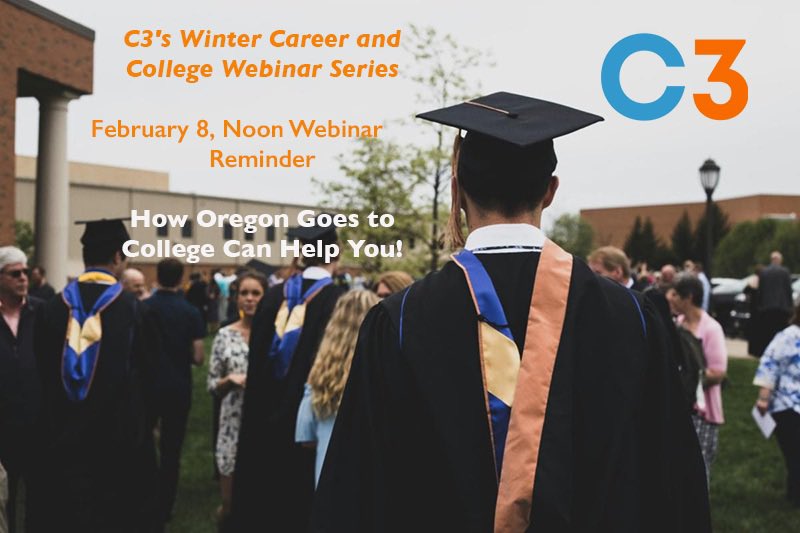 c3oregon's tweet photo. C3 is excited to be back after the storm! This month we are kicking off the February Webinar Series-How Oregon Goes to College Can Help You! There are two dates to choose from. Thursday, February 8th (TODAY) is the first of two and that link is:
https://t.co/xOMJGZV6Qv https://t.co/lDEaahLBxa