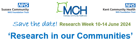 Don't forget to 'Save the Date!' Research Week 10-14 June 2024 ‘Research in our Communities’ Daily online sessions 12-1.30pm. Partnership event @KCHFT_Research @MedwayHealth & @nhs_scft Includes Keynotes, workshops & abstract presentations. Registration details coming soon.