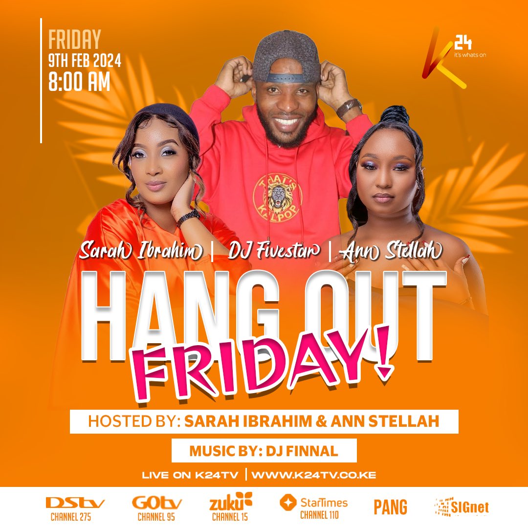 Join us tomorrow morning on #HangOutFriday and let’s end the week in style. @sarahibrahim254 @Annestellah