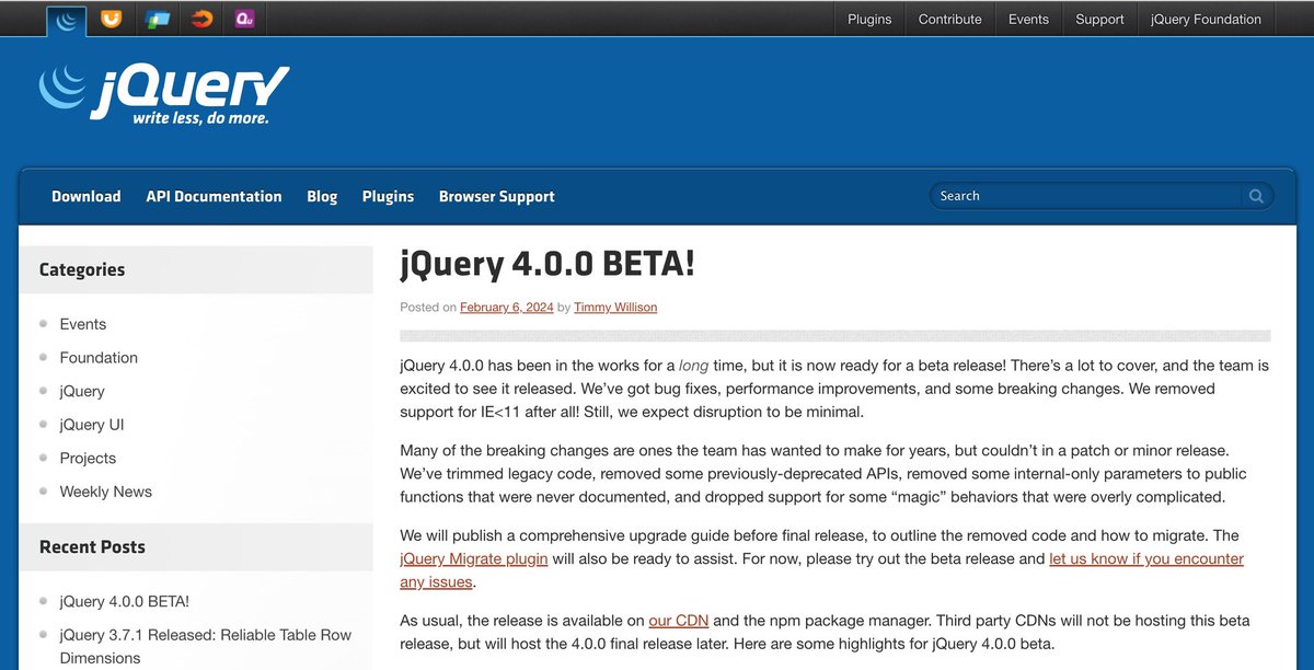 jQuery ölmemiş(!)
4.0.0 versiyonu geliyormuş.
blog.jquery.com/2024/02/06/jqu…
