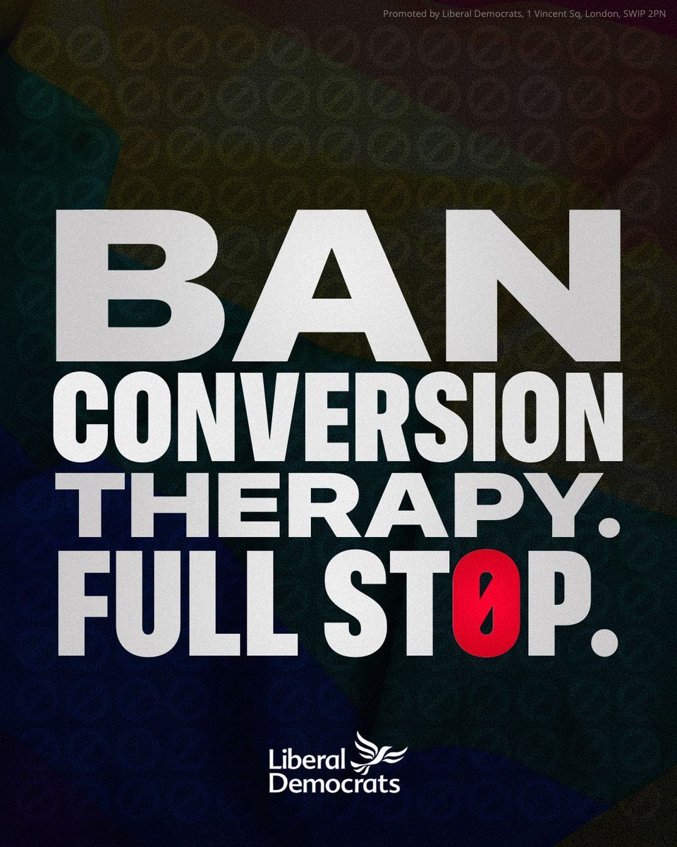 LibDems's tweet photo. Tomorrow, Peers will debate @LorelyBurt's Conversion Therapy Ban Bill.

For 5 years, the Conservatives have broken their promise to finally ban this awful practice.
We can't afford to waste any more time.

Our bill could finally end this offensive practice for good. https://t.co/Yg2uZbR7I6