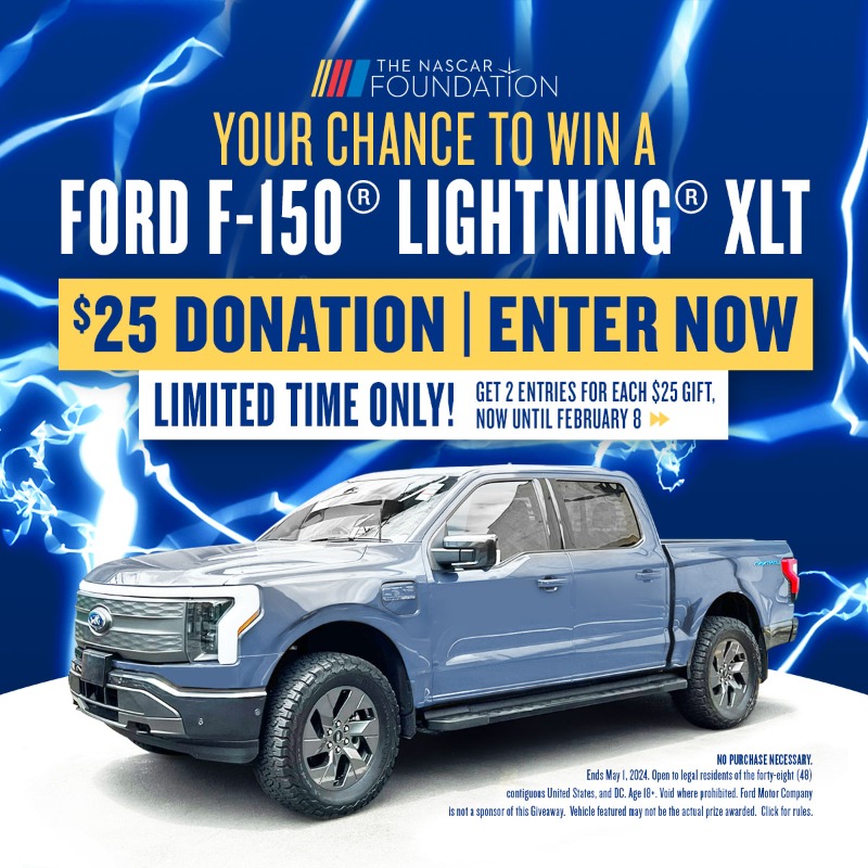 NASCAR's tweet photo. Want to drive home in a Ford F-150 Lightning XLT? 

The @NASCAR_FDN is giving you a chance to enter and win! 👇