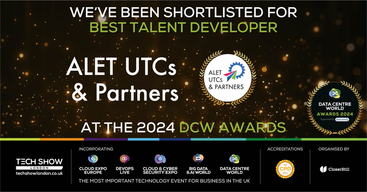 We’re incredibly proud to announce that ALET UTCs & Partners has been shortlisted for the Best Talent Developer Award as part of the Data Centre World Awards 2024! #DCW24 #DCWAwards