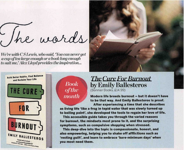 lblaUK's tweet photo. It's great to see #TheCureForBurnout: Build Better Habits, Find Balance and Reclaim Your Life by #EmilyBallesteros as #BookoftheMonth for February in @PsychologiesMag! 📚👏

Coming out next week from #Lagom ✨🇬🇧

Pre-order here👇
https://t.co/3BsRotiY0Z
#nonfic #burnoutmanagement https://t.co/g0m91SQI9c
