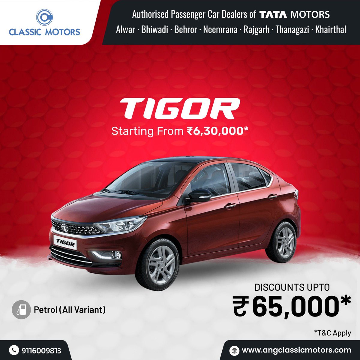 Rev up your savings! Tata Tigor now available with discounts up to ₹65,000.

Book your test drive now: 9116009813

#tatamotors #tatamotorsindia #classicmotors #TataTigor #Discounts #SavingsOnWheels #CarDeals #LimitedTimeOffer #DriveHomeHappy
