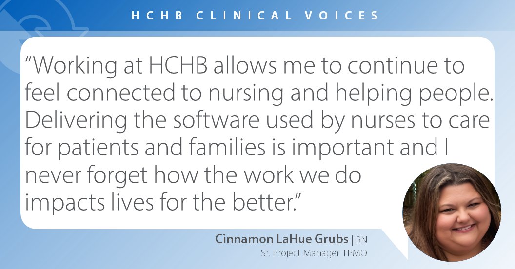 Clinicians working at HCHB are proud of our mission to empower exceptional care. Here's what Cinnamon LaHue Grubs, RN, Senior Project Manager for TPMO had to say about working at Homecare Homebase. #ClinicianSatisfaction