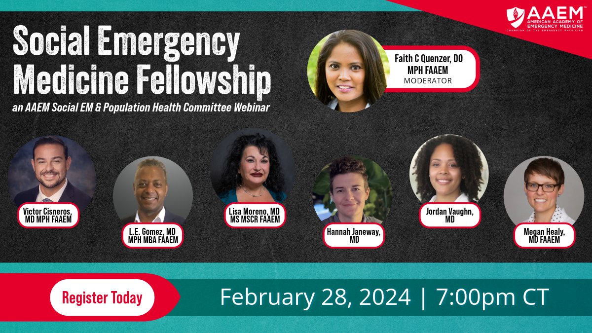 Join these esteemed speakers for a comprehensive overview of opportunities and pathways in this dynamic specialty through discussing their unique knowledge, experience, and insights into #SocialEM.

Register: bit.ly/3wiReWz 
#EmergencyMedicine #MedTwitter