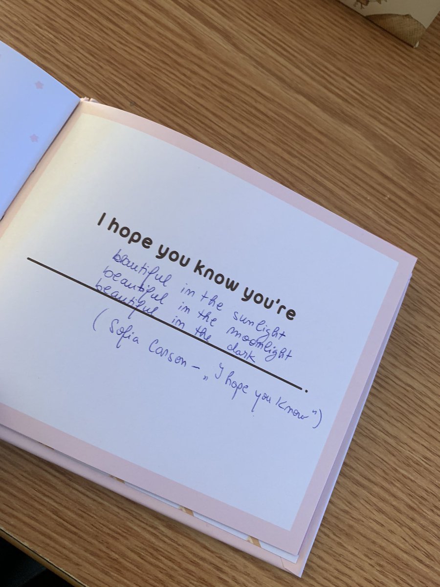 this is a part of my birthday gifts. my best friend wrote here and we didn’t even talked about the song but she knewww I adore you <a href="/SofiaCarson/">Sofia Carson</a> AND I HOPE YOU KNOW THAT 🤍🥹