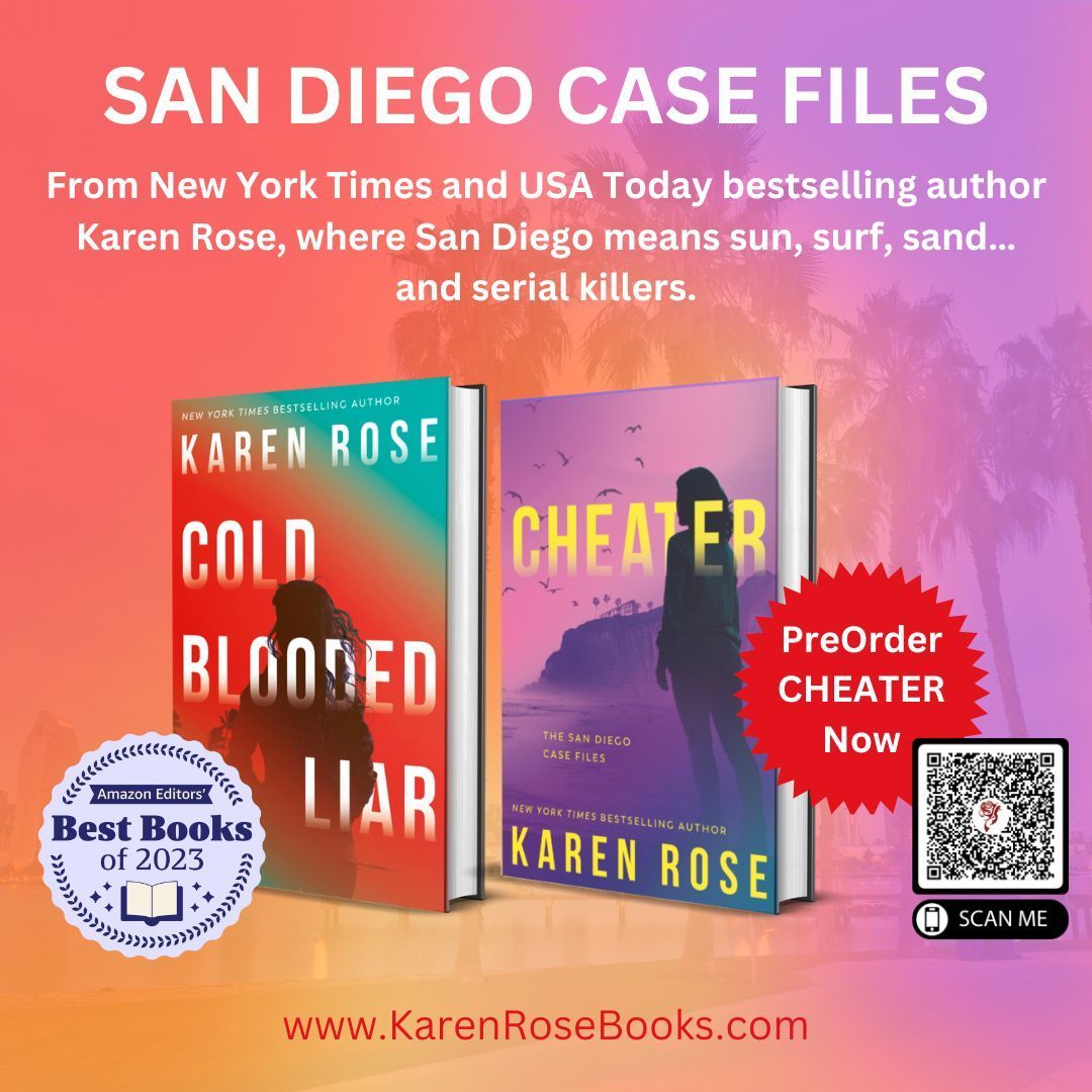 San Diego Case Files, where San Diego means sun, surf, sand...and serial killers. COLD BLOODED LIAR, available now, and CHEATER, available THIS March! Pre-order from our friends at Gallery Bookshop by March 1st for a signed copy of CHEATER  - buff.ly/3OpvsXB