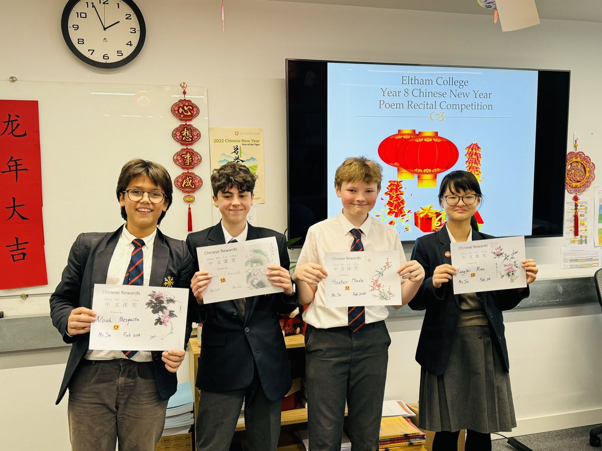 ElthamCLang's tweet photo. Some Year 8 students participated in Chinese poem recital competition to celebration “春节” the Spring Festival 🧧
@ElthamCollegeUK https://t.co/KukDhlloKe