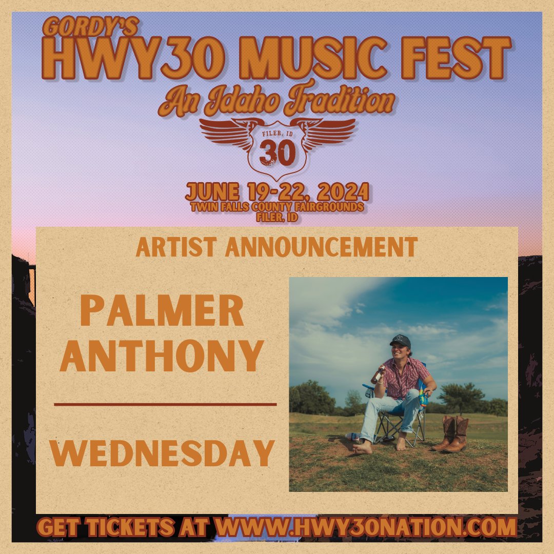 ‼️BAND ANNOUNCEMENT‼️

We are thrilled to announce that <a href="/palmeranthony_/">Palmer Anthony</a>  is the final addition to our Wednesday, June 19th lineup💥

Secure your passes TODAY!
🎟️ hwy30nation.com